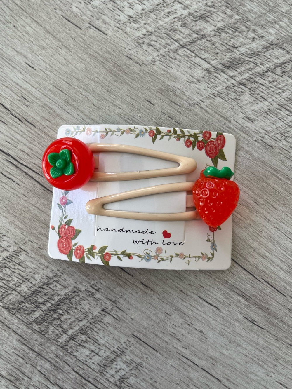Handmade Fruit Hair Clips Set | Strawberry Tomato Hair Barrettes | Cut Y2K 2pc